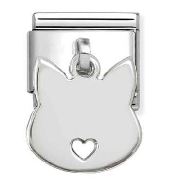 Classic CHARMS PLATES steel and 925 sterling silver Cat face pendant