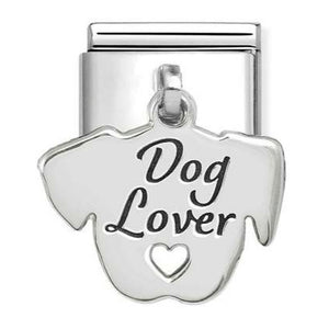 331811/13 Classic ENGRAVED CHARMS (IC) in steel and 925 sterling silver Dog lover face