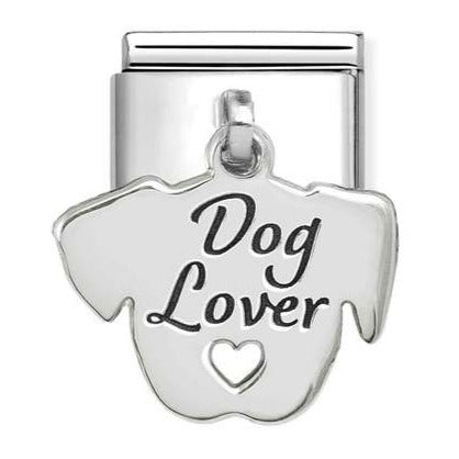 331811/13 Classic ENGRAVED CHARMS (IC) in steel and 925 sterling silver Dog lover face