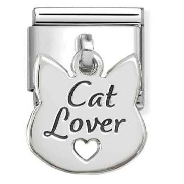 331811/14 Classic ENGRAVED CHARMS (IC) in steel and 925 sterling silver Cat lover face