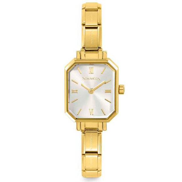 PARIS watch with steel strap RECTANGULAR GOLD Silver
