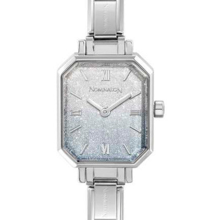 PARIS watch with NEW RECTANGULAR steel strap (035_Light Blue Gradient Glitter)