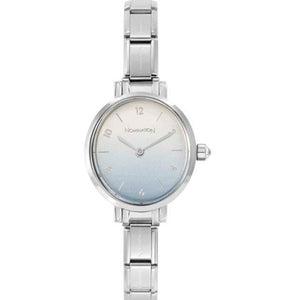 PARIS watch with steel strap OVAL with cz Pastel Blue Colour Fade