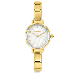 PARIS watch with  OVAL steel strap WHITE mother-of-pearl