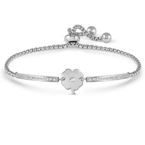 MILLELUCI ed. REFINED bracelet in steel and cubic zirconia four-leaf clover