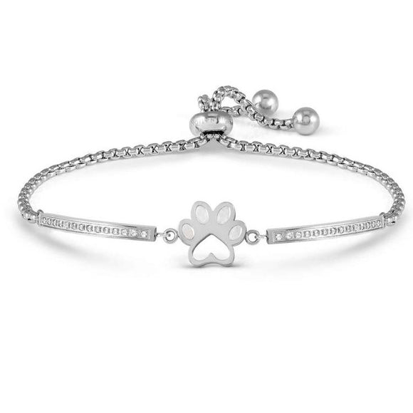 MILLELUCI ed. REFINED bracelet in steel and cubic zirconia (013_dog footprint)