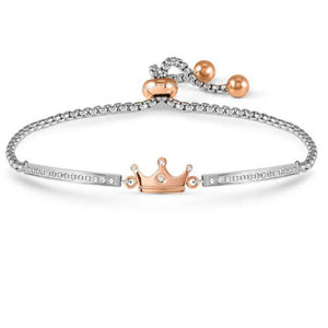 MILLELUCI ed. REFINED bracelet in steel and cubic zirconia (ROSE) (039_Crown)