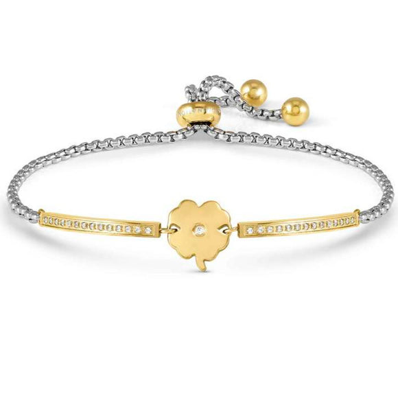 MILLELUCI ed. REFINED bracelet in steel and cubic zirconia ( RICCO) (006_four-leaf clover)