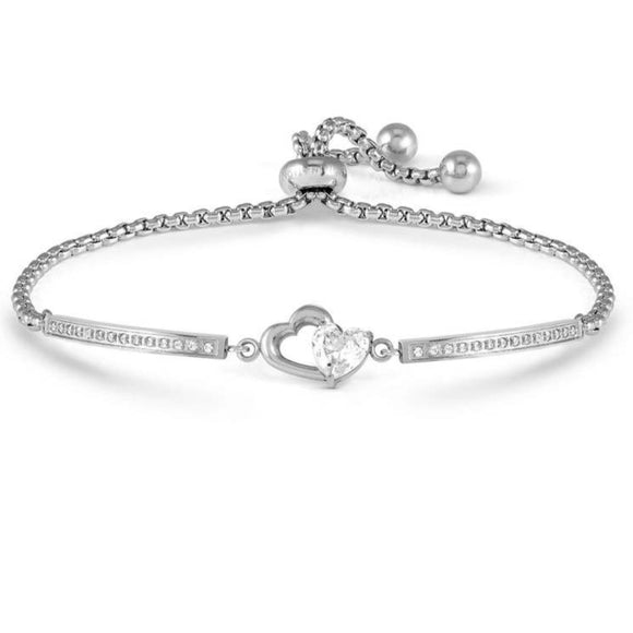 Bracelet MILLELUCI ed, REFINED in steel and cubic zirconia (022_Heart)