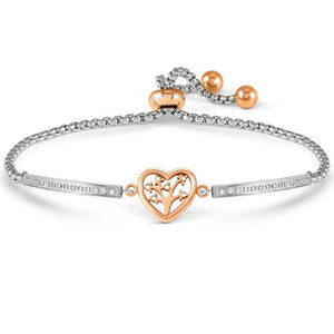 MILLELUCI ed. REFINED bracelet in steel and cubic zirconia (ROSE) (017_Tree life)