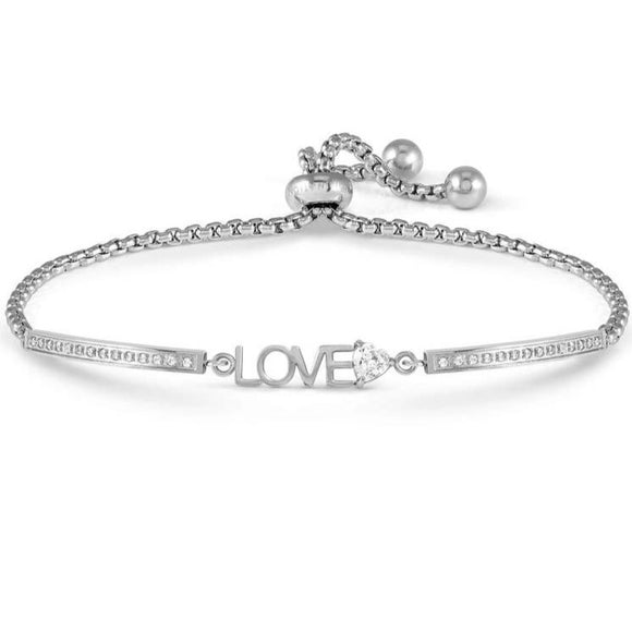 MILLELUCI ed. LOVE bracelet in steel and cubic zirconia (001_LOVE)