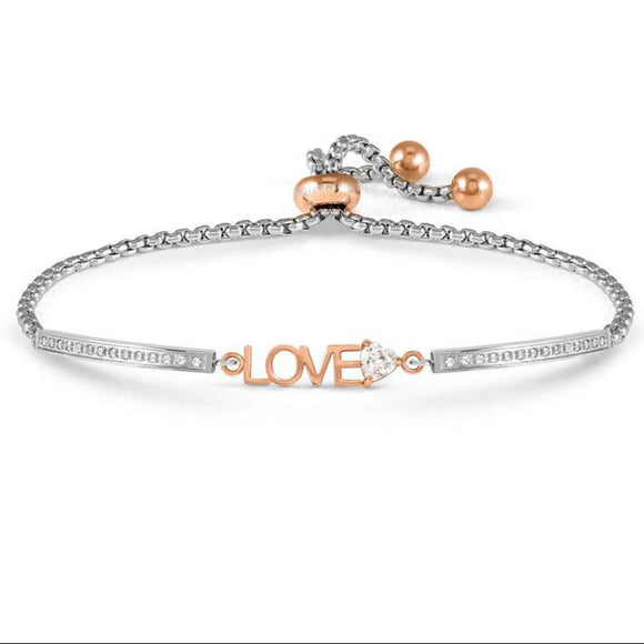 MILLELUCI ed. LOVE bracelet in steel and cubic zirconia (ROSE) (001_LOVE)