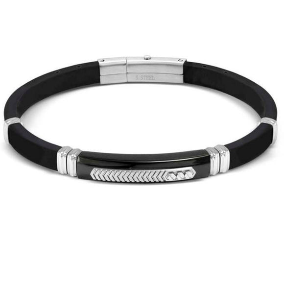 CITY ??ed, ENERGY bracelet in steel and rubber with PVD finish (075_Black and Steel)