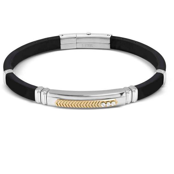 CITY ??ed. ENERGY bracelet in steel and rubber with PVD finish Stainless steel and Yellow Gol