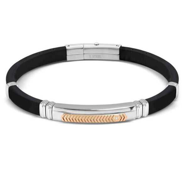 CITY ??ed. ENERGY bracelet in steel, rubber with 1 cz WHITE fin. Steel and Pink