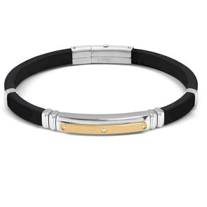 CITY ??ed. ENERGY bracelet in steel, rubber and tag with 3 cz WHITE fin. Steel and Yellow