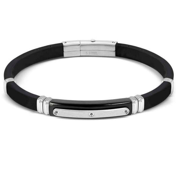 CITY ??ed. ENERGY bracelet in steel, rubber and tag with 3 cz