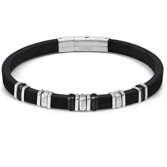 CITY ??ed. ENERGY in steel, rubber with 3 cz WHITE fin. Steel and Black