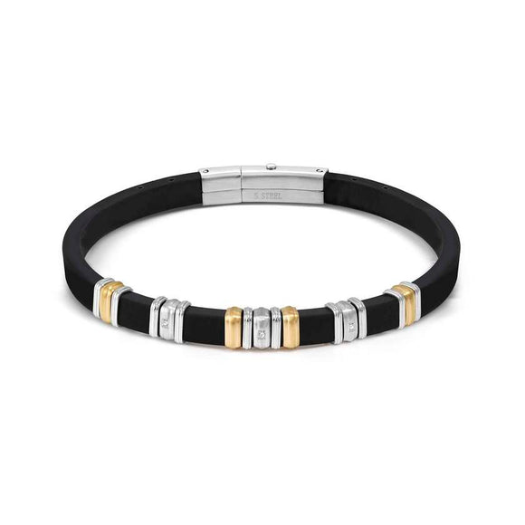 CITY ed. ENERGY in steel, rubber with 3 cz WHITE fin. Steel and Yellow
