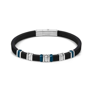 CITY ed. ENERGY in steel, rubber with 3 cz WHITE fin. Steel and Blue