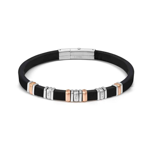 CITY ed. ENERGY in steel, rubber with 3 cz WHITE fin. Steel and Pink