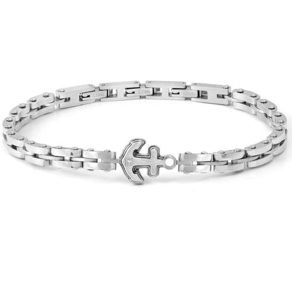 STRONG ed. DIAMOND GEOMETRIC bracelet in steel and 1 white diamond (028-028)