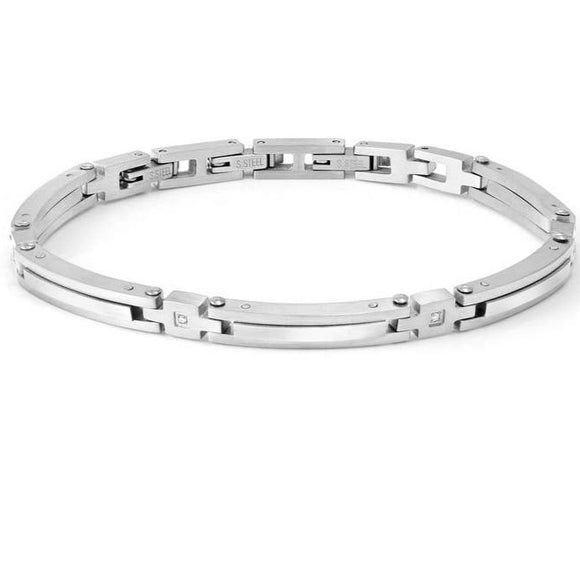 STRONG ed. DIAMOND GEOMETRIC bracelet in steel and 4 diamonds (001_WHITE)