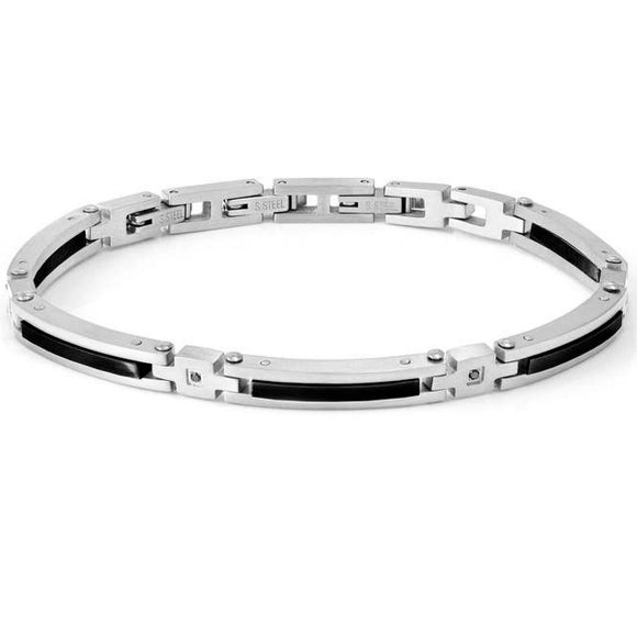 STRONG ed. DIAMOND GEOMETRIC bracelet in steel and 4 diamonds (007_BLACK)