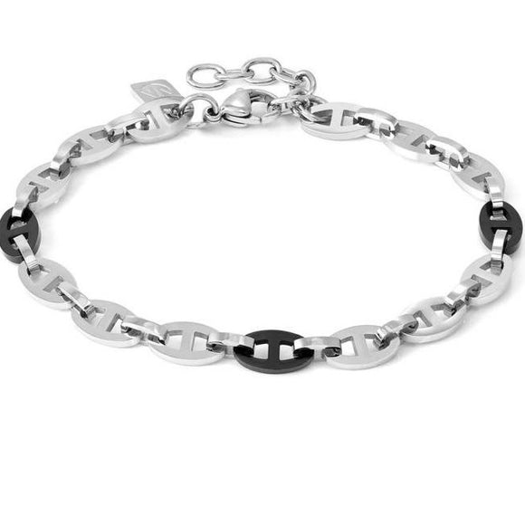 STRONG ed. DIAMOND GEOMETRIC bracelet in steel with chain Stainless steel and Black