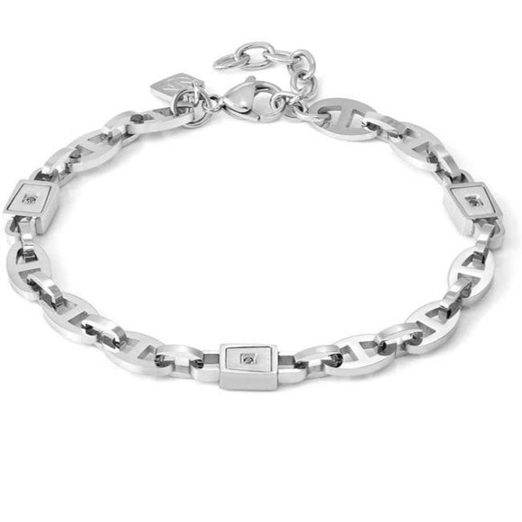 STRONG ed. DIAMOND GEOMETRIC bracelet in steel with chain and 3 diamonds BLACK