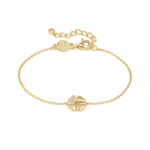 PETIT SPARKLE bracelet in 925 sterling silver and cubic zirconia Gold Four-leaf clover