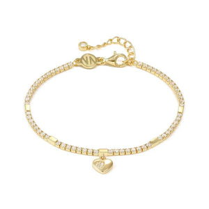 PETIT SPARKLE bracelet in 925 sterling silver TENNIS (RICH) and cubic zirconia Gold Heart