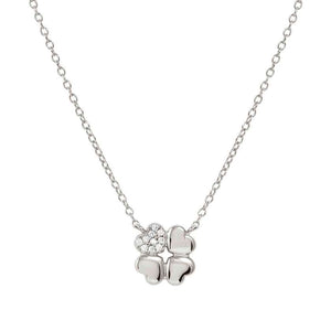 PETIT SPARKLE necklace in 925 sterling silver and cubic zirconia Four-leaf clover