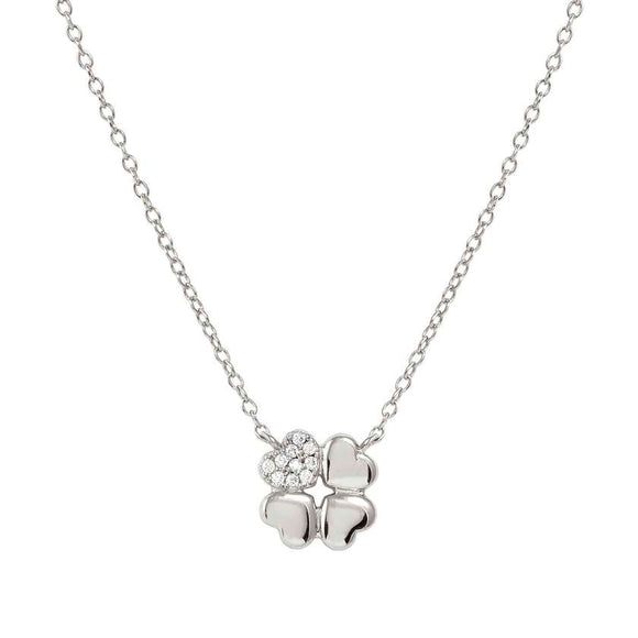 PETIT SPARKLE necklace in 925 sterling silver and cubic zirconia Four-leaf clover