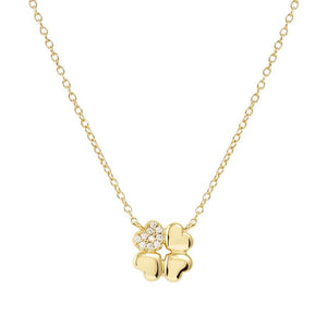 PETIT SPARKLE necklace in 925 sterling silver and cubic zirconia Gold Four-leaf clover