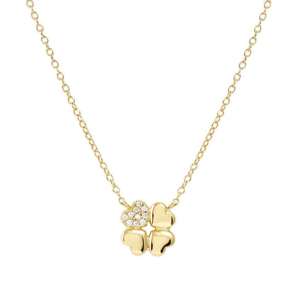PETIT SPARKLE necklace in 925 sterling silver and cubic zirconia Gold Four-leaf clover