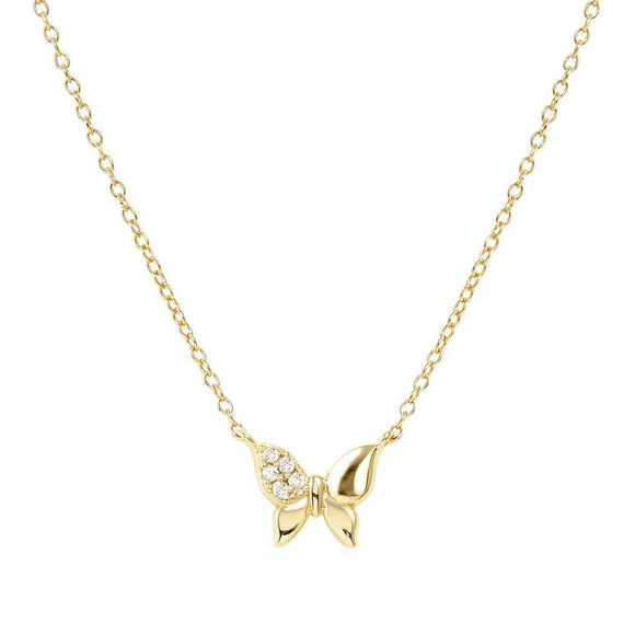 PETIT SPARKLE necklace in 925 sterling silver and cubic zirconia Yellow Gold Butterfly
