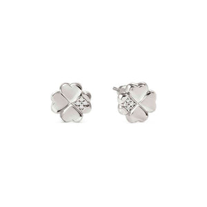 PETIT SPARKLE earrings in 925 sterling silver and cubic zirconia Four-leaf clover