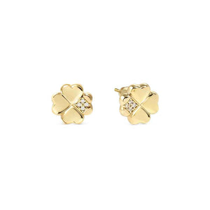 PETIT SPARKLE earrings in 925 sterling silver and cubic zirconia Gold Four-leaf clover