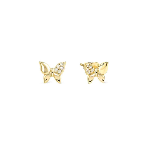 PETIT SPARKLE earrings in 925 sterling silver and cubic zirconia Yellow Gold Butterfly