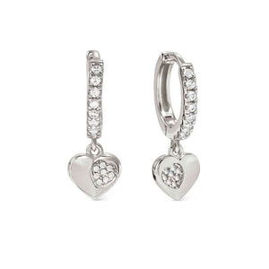 PETIT SPARKLE earrings in 925 sterling silver (HOOP) and cubic zirconia Heart