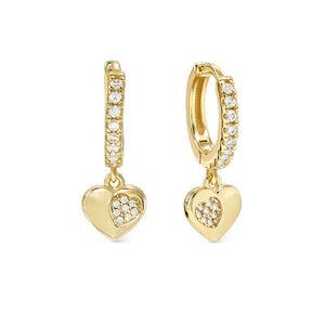 PETIT SPARKLE earrings in 925 sterling silver (HOOP) and cubic zirconia Gold Heart