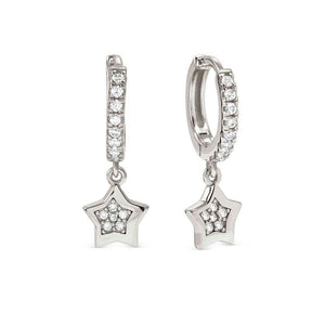 PETIT SPARKLE earrings in 925 sterling silver (HOOP) and cubic zirconia Star