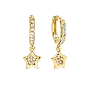 PETIT SPARKLE earrings in 925 sterling silver (HOOP) and cubic zirconia Gold Star