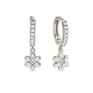 PETIT SPARKLE earrings in 925 sterling silver (HOOP) and cubic zirconia Flower