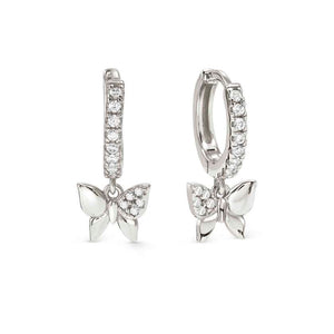PETIT SPARKLE earrings in 925 sterling silver (HOOP) and cubic zirconia Butterfly