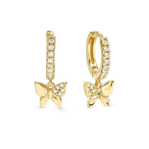 PETIT SPARKLE earrings in 925 sterling silver (HOOP) and cubic zirconia Yellow Gold Butterfly