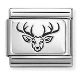 330111/52 Classic PLATES  steel and 925 Stags Head