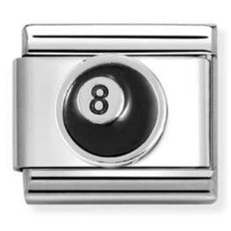 330202/51 Classic,S/steel,enamel,silver 8 Ball