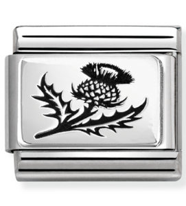 330111/54 Classic PLATES  steel and 925 silver Thistle Flower